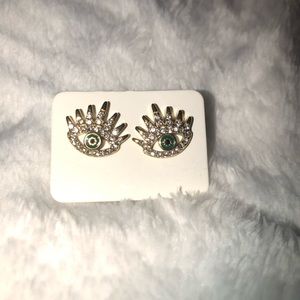 Green Evil Eye Earrings